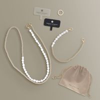 Selencia Handyketten Set mit Perlen und Elastikbändern - Greige