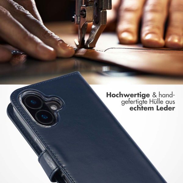 Selencia Echtleder Klapphülle Apple iPhone 16 - Blau