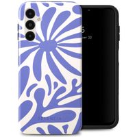 Selencia Vivid Tough Back Cover für das Samsung Galaxy A14 (5G/4G) - Modern Bloom Sapphire Blue