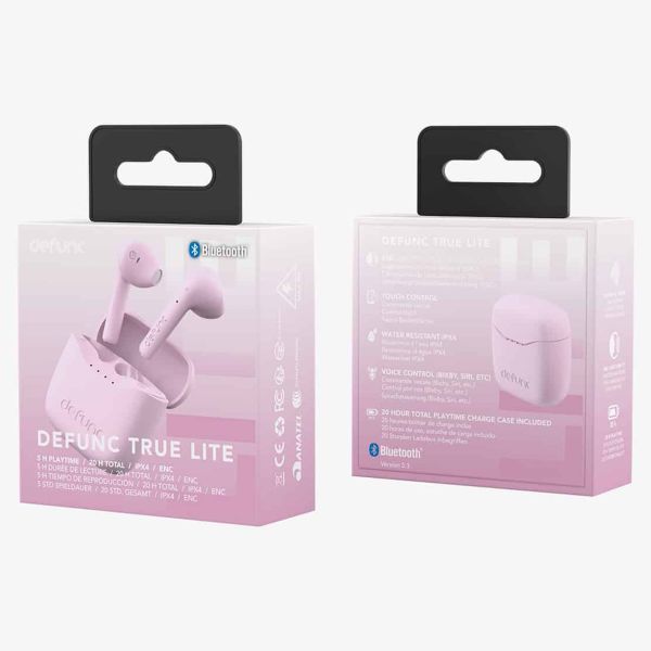 Defunc True Lite Earbuds - In-Ear Kopfhörer - Bluetooth Kopfhörer - Mit Rauschunterdrückungsfunktion - Pink