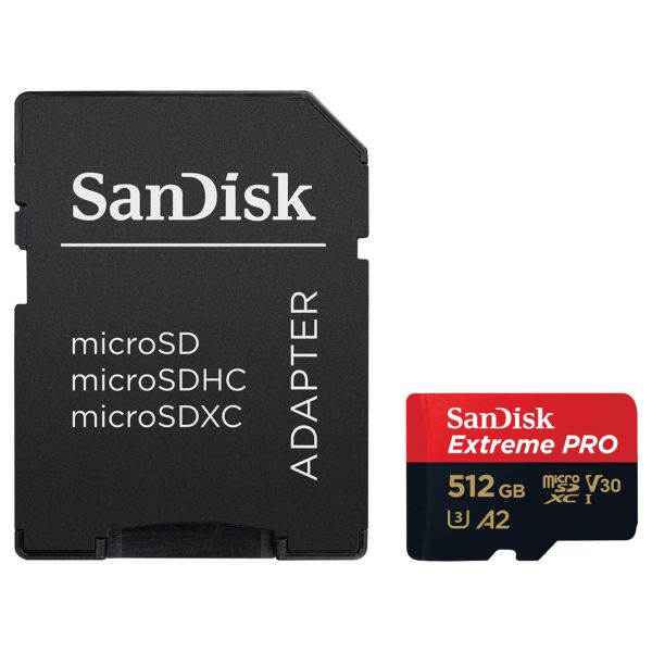 SanDisk microSD Extreme PRO - 512GB - Inklusive SD-Adapter und RescuePro Deluxe - UHS-I/U3/Full HD/4K UHD