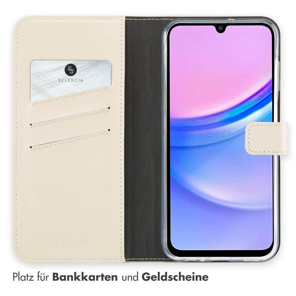 Selencia Echtleder Klapphülle Samsung Galaxy A15 (5G) - Greige