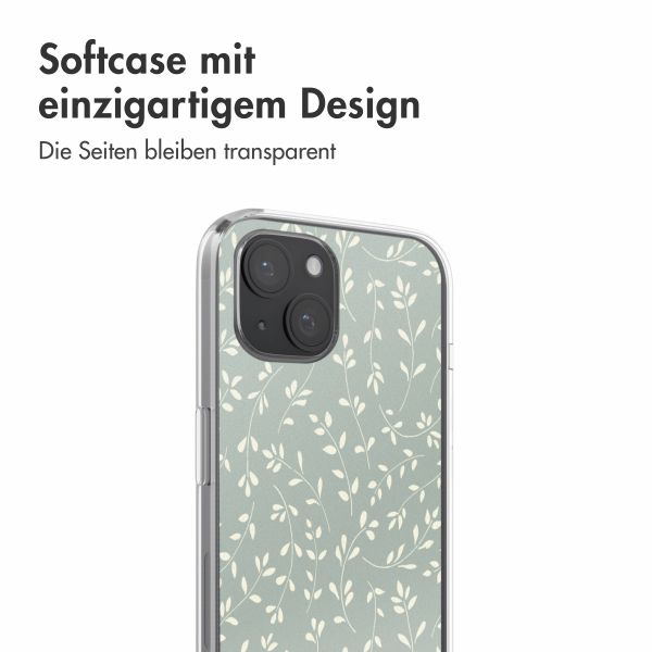 imoshion  Design Hülle für das iPhone 15 - Smoke Green Flowers