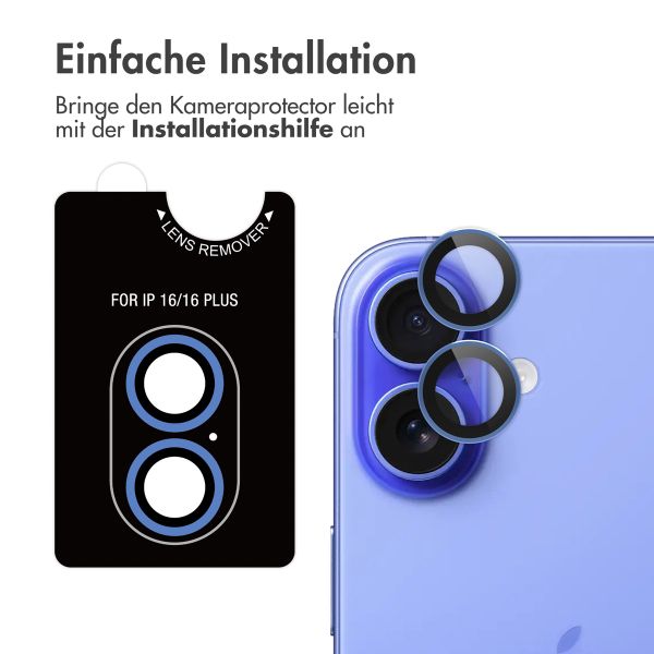 imoshion 2er-Pack Objektivschutz für Kamera für das Apple iPhone 16 / 16 Plus - Ultramarine