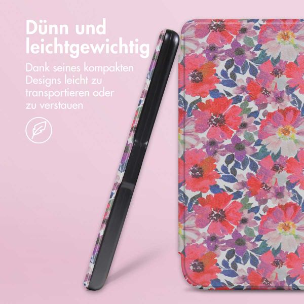 imoshion Design Slim Hard Case Sleepcover für das Pocketbook Touch Lux 5 / HD 3 / Basic Lux 4 / Vivlio Lux 5 - Flower Watercolor