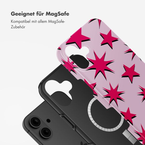 Selencia Vivid Tough Back Cover MagSafe für das iPhone 16 - Stars Rubine Red Light Pink