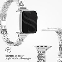 Selencia Jubilee inspiriertes schmales Edelstahlarmband für Apple Watch Series 1 t/m 9 / SE (38/40/41 mm) | Series 10 / 11 (42 mm) - Silber