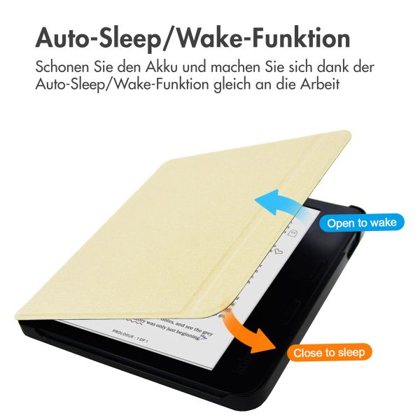 imoshion Canvas Sleepcover Klapphülle mit stand für das voor de Kobo Libra Colour - Glitter Gold