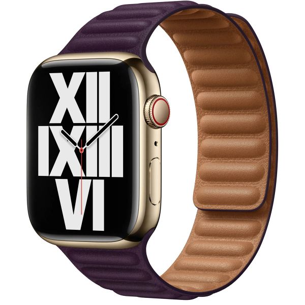 Apple Leather Link für die Apple Watch Series 1 bis 10 / SE / Ultra (2) (44/45/46/49 mm) - Größe M/L - Dark Cherry