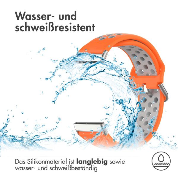 imoshion Silikonband Sport für das Fitbit Versa 4 / 3 / Sense (2) - Orange/Grau