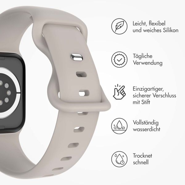 imoshion Silikon-Armband⁺ für  Apple Watch Series 1 t/m 9 / SE (38/40/41 mm) | Series 10 / 11 (42 mm) - Größe S/M - Stone