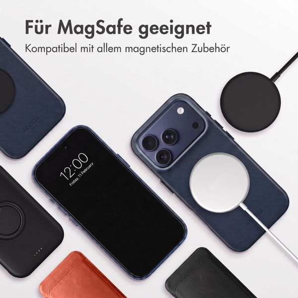 Accezz MagSafe Leather Backcover Apple iPhone 18 Pro / 17 Pro - Nightfall Blue