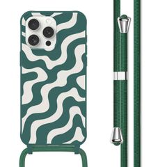 imoshion Silikonhülle design mit Band für das iPhone 15 Pro Max - Petrol Green Groovy