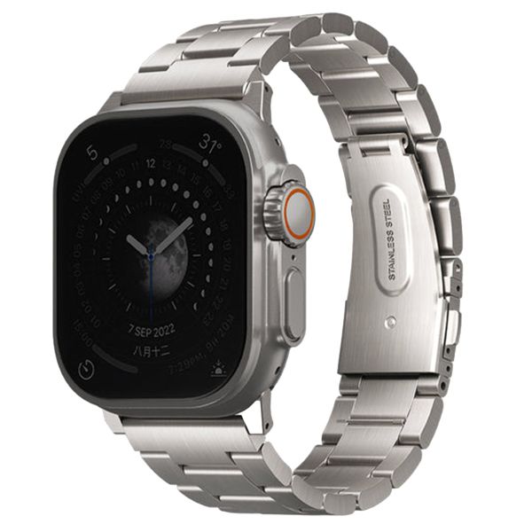 Uniq Osta Stahlarmband mit Selbstjustierenden Gliedern für die Apple Watch Series 1 bis 10 / SE / Ultra (2) (44/45/46/49 mm) - Titanium Silver