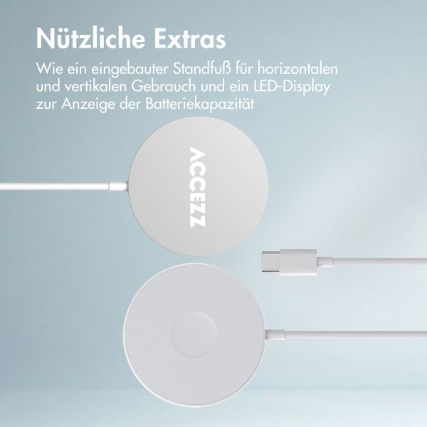 Accezz Wireless Charger USB-C | Drahtloses MagSafe- und Qi2-Ladegerät - 1 Meter - Weiß