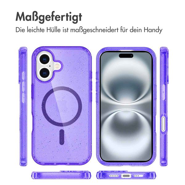 imoshion Sparkle Back Cover mit MagSafe für das Apple iPhone 16 - Glitzer Violett