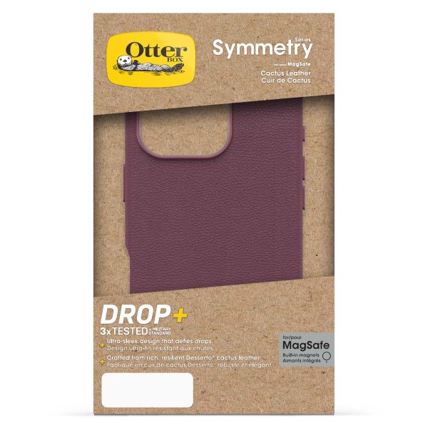 OtterBox Symmetry Cactus Leder Back Cover MagSafe für das iPhone 16 pro - Maroon Bells