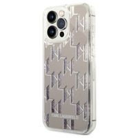 Karl Lagerfeld Liquid Glitter Cover Monogram für das iPhone 14 Pro Max - Silber