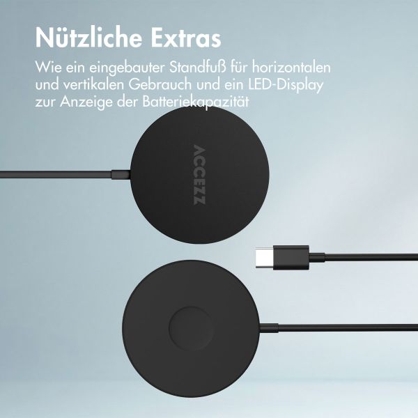 Accezz Wireless Charger USB-C - MagSafe kabelloses Ladegerät - 1 Meter - Schwarz