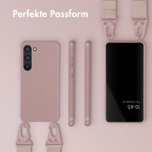 Selencia Silikonhülle mit abnehmbarem Band für das Samsung Galaxy S23 - Sand Pink