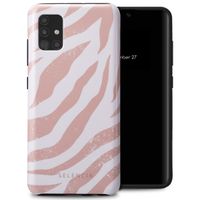 Selencia Vivid Tough Back Cover für das Samsung Galaxy A51 - Colorful Zebra Old Pink