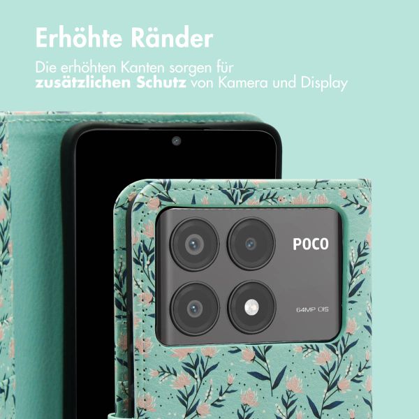 imoshion Design Klapphülle für das Xiaomi Poco X6 Pro - Blue Flowers