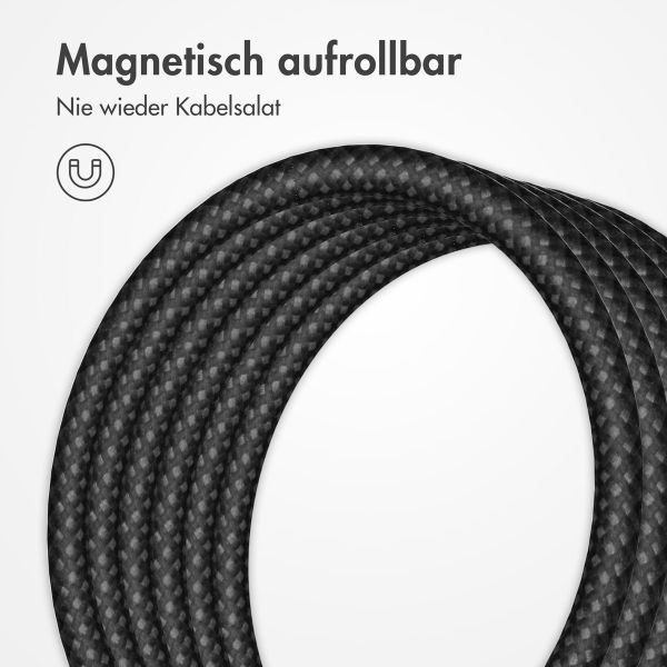 imoshion Magnetisches geflochtenes Kabel – USB-C auf USB-C – 1 Meter – Schwarz