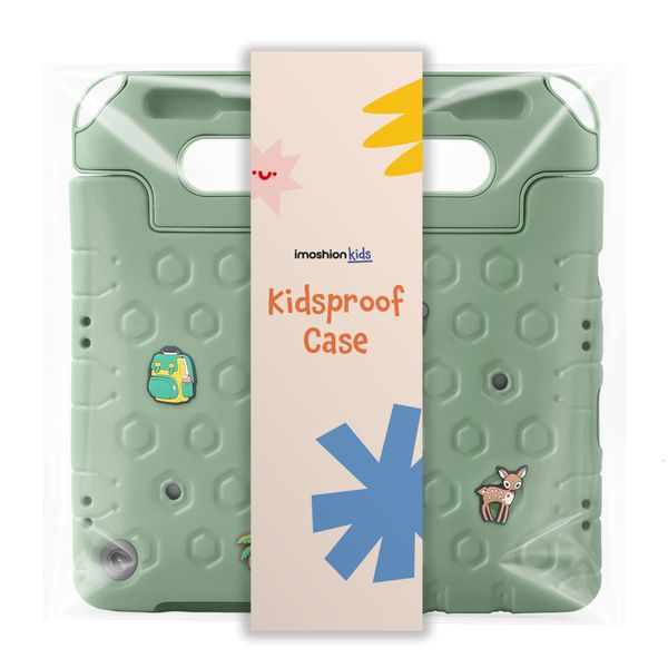 imoshion Kindersichere Schutzhülle mit abnehmbaren Ansteckern Apple iPad 11 (2025) 11 Zoll A16 / iPad 10 (2022) 10.9 Zoll - Olive Green