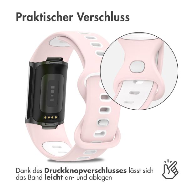 imoshion Silikonband Sport für das Fitbit Charge 5 / Charge 6 - Rosa / Weiß