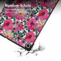 imoshion Design Trifold Klapphülle für das Samsung Galaxy Tab S6 Lite (2020/2022/2024) - Floral Water Color