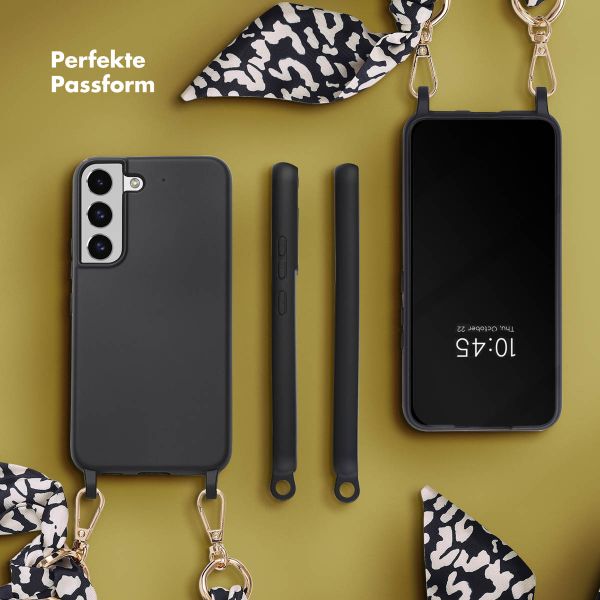 Selencia Back Cover mit Luxuriöser Handschlaufe Samsung Galaxy S22 - Schwarz
