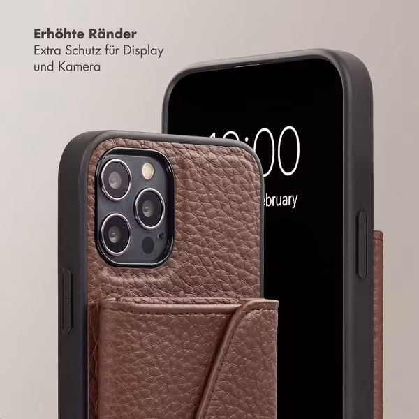 Selencia Sera HandyHülle mit Kordel und Umschlag-Kartenhalter Apple iPhone 12 Pro - Chocolate Brown