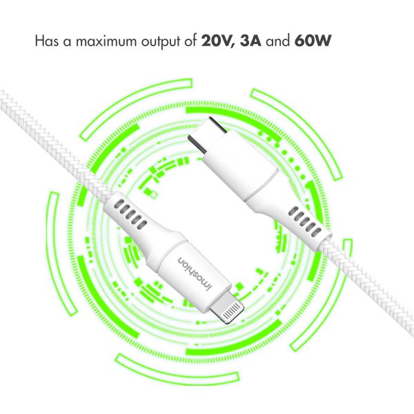 imoshion ﻿Lightning- auf USB-C-Kabel – nicht MFi-zertifiziert – Geflochtenes Gewebe – 1 m – Weiß