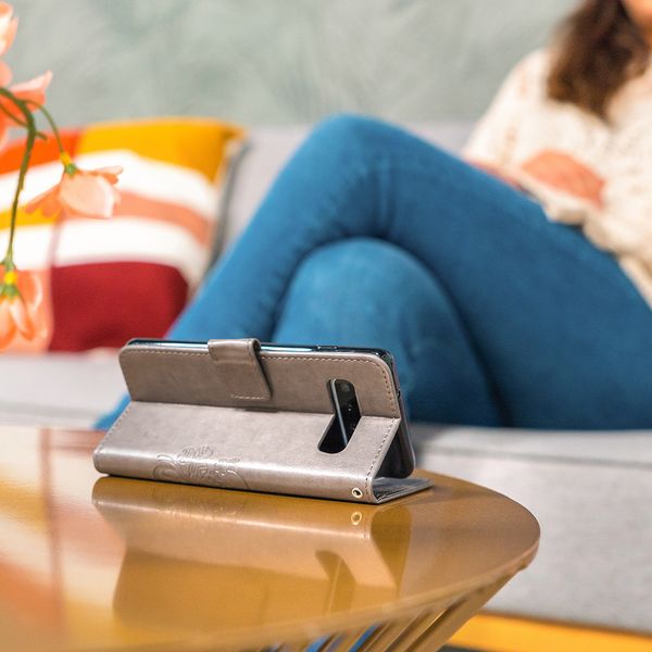 Kleeblumen Klapphülle Grau für das Huawei Y6 (2019)