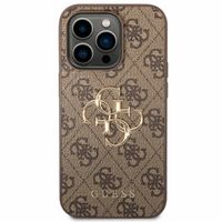 Guess 4G Metal Logo Back Cover für das iPhone 15 Pro - Braun