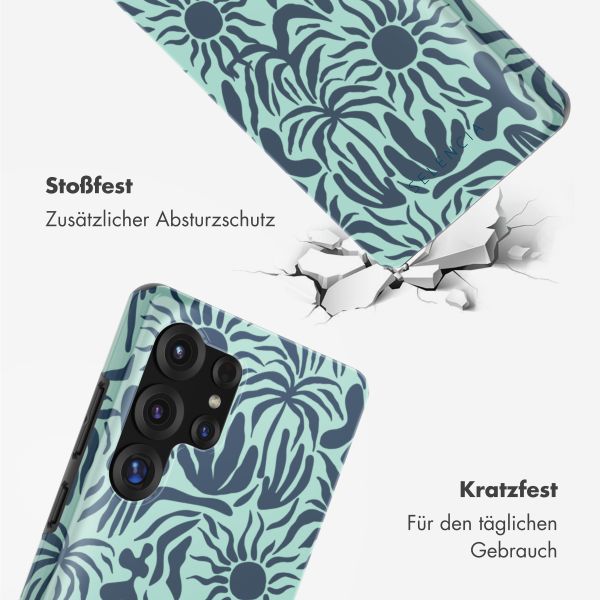 Selencia Vivid Tough Back Cover für das Samsung Galaxy S25 Ultra - Tropical Vibes Light Blue
