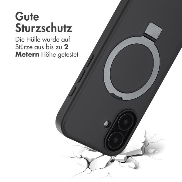 Accezz Ring Stand Backcover mit MagSafe für das Apple iPhone 16 - Schwarz