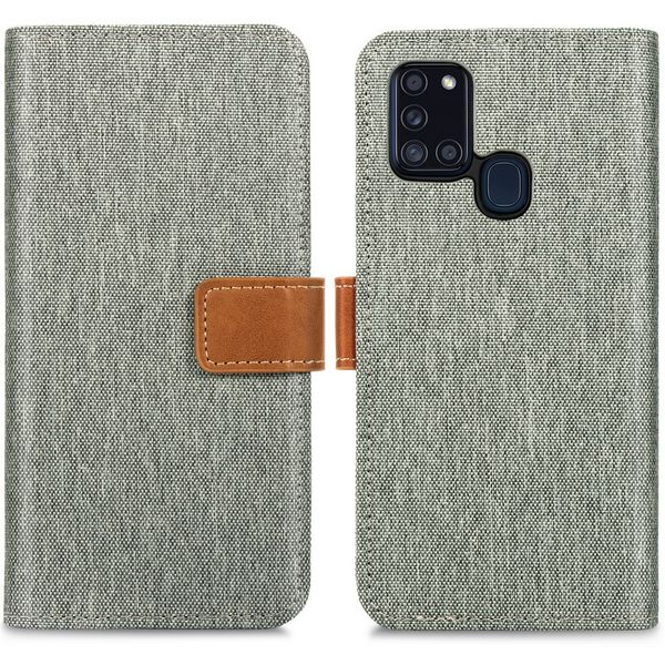 imoshion Luxuriöse Canvas-Klapphülle Samsung Galaxy A21s - Grau