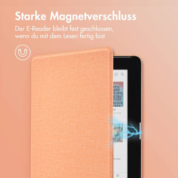 imoshion Canvas Sleepcover Klapphülle für das Kobo Clara Colour / Clara BW / Tolino Shine 5 / Shine Color - Peach