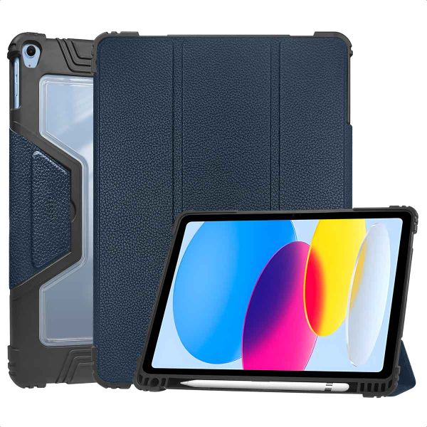 Accezz Rugged Trifold Klapphülle Apple iPad 11 (2025) 11 Zoll A16 / iPad 10 (2022) 10.9 Zoll - Dunkelblau