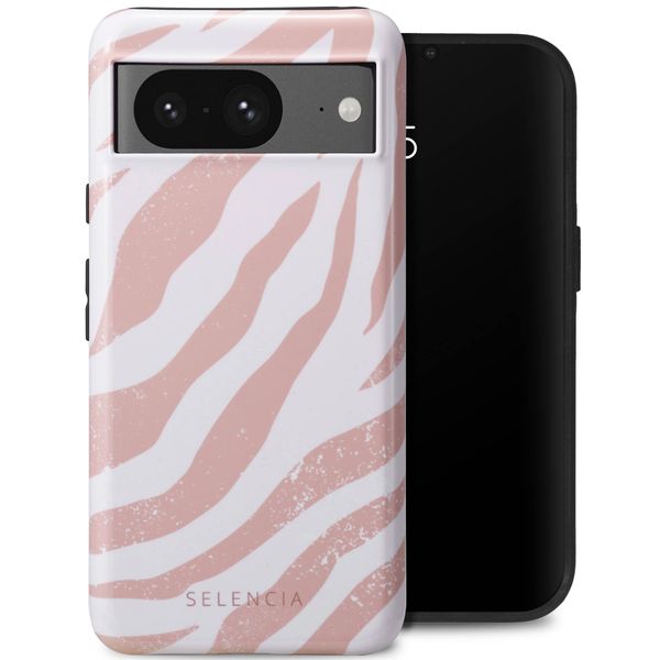 Selencia Vivid Tough Back Cover für das Google Pixel 8 - Colorful Zebra Old Pink