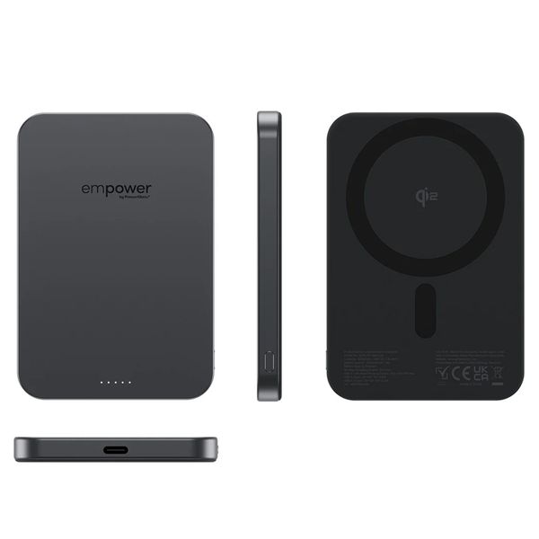 Empower by PanzerGlass Empower Bank Powerbank 5.000 mAh - Kabellose Powerbank - MagSafe und Qi2 - Space Black
