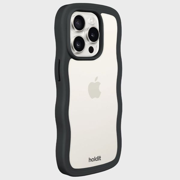 Holdit Wavy Case für das iPhone 15 Pro Max - Black / Transparent