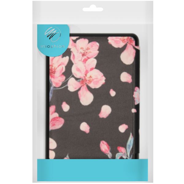 imoshion Design Slim Hard Case Sleepcover mit Stand Kobo Libra H2O - Blossom Watercolor Black