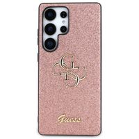 Guess 4G Metal Logo Back Cover mit Glitter Samsung Galaxy S25 Ultra - Rosa