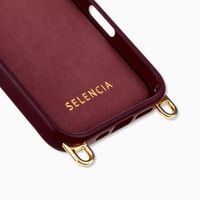 Selencia Rivièra MagSafe Backcover mit abnehmbaren Haken für das Apple iPhone 16 Pro Max - Bold Burgundy + Sorbet Pop Handykette - Pink