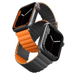 Uniq Revix doppelseitiges Armband für das  Apple Watch Series 1 t/m 11 / SE / Ultra (44/45/46/49 mm) - Charcoal (Grey/Orange)
