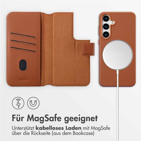 Accezz 2-in-1 Klapphülle aus Leder mit MagSafe für das Samsung Galaxy S25 Plus - Sienna Brown