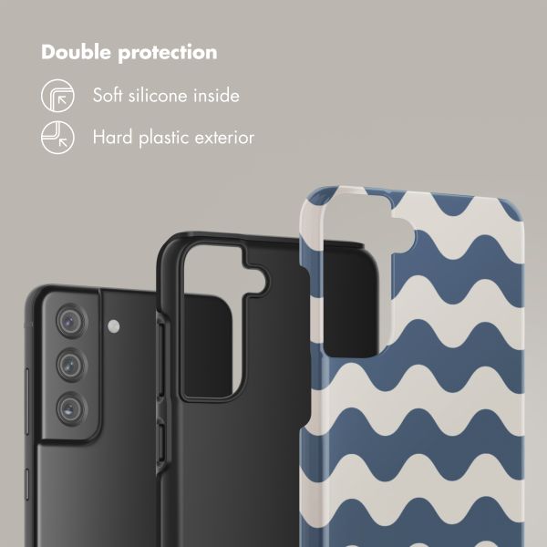 Selencia Vivid Back Cover Samsung Galaxy S21 FE - Wave Vibes Classic Blue