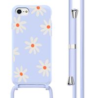 imoshion Silikonhülle design mit Band für das Apple iPhone SE (2022 / 2020) / 8 / 7 - Lila Flower Distance